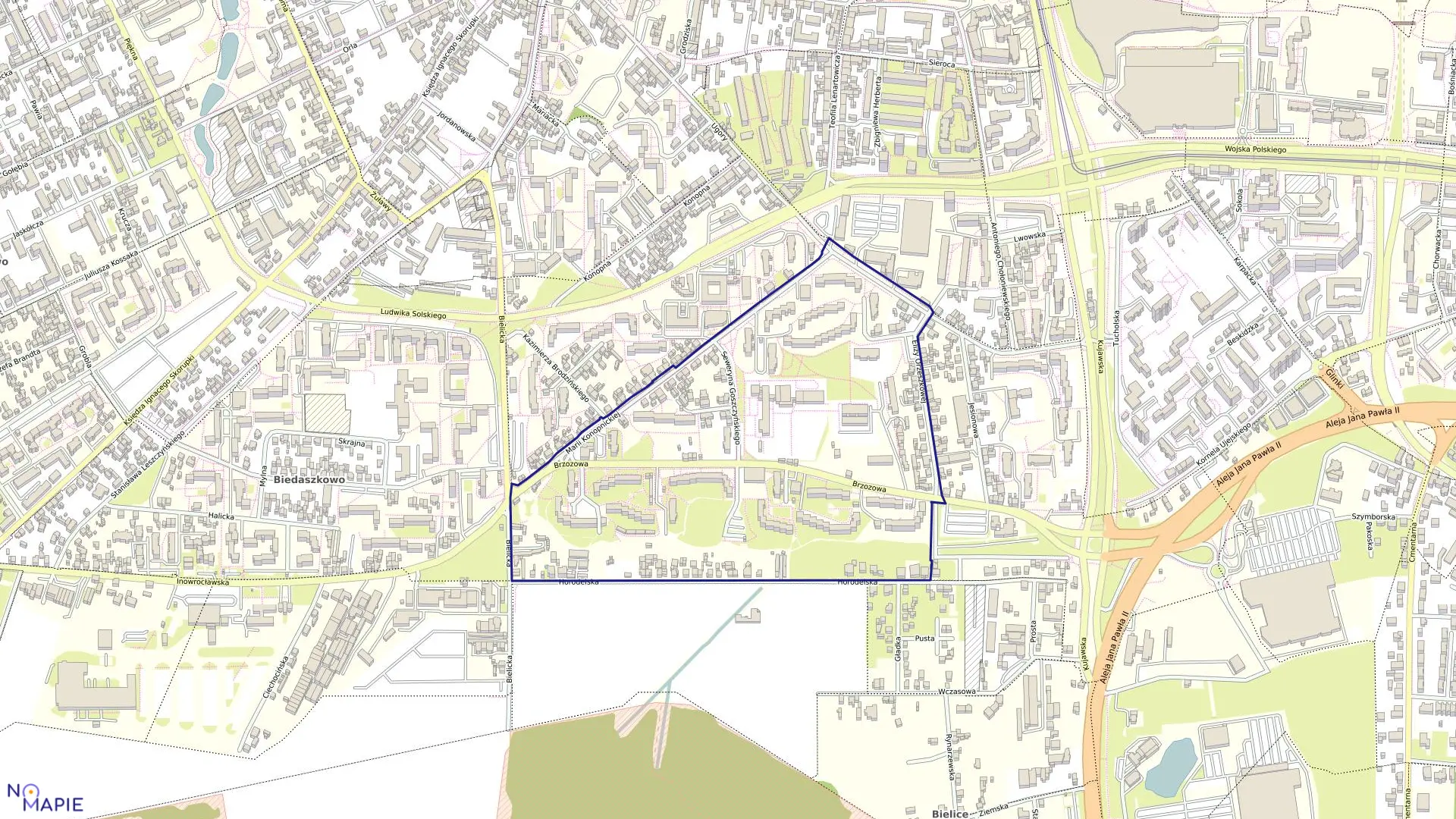 Mapa obrębu 0496 w mieście Bydgoszcz