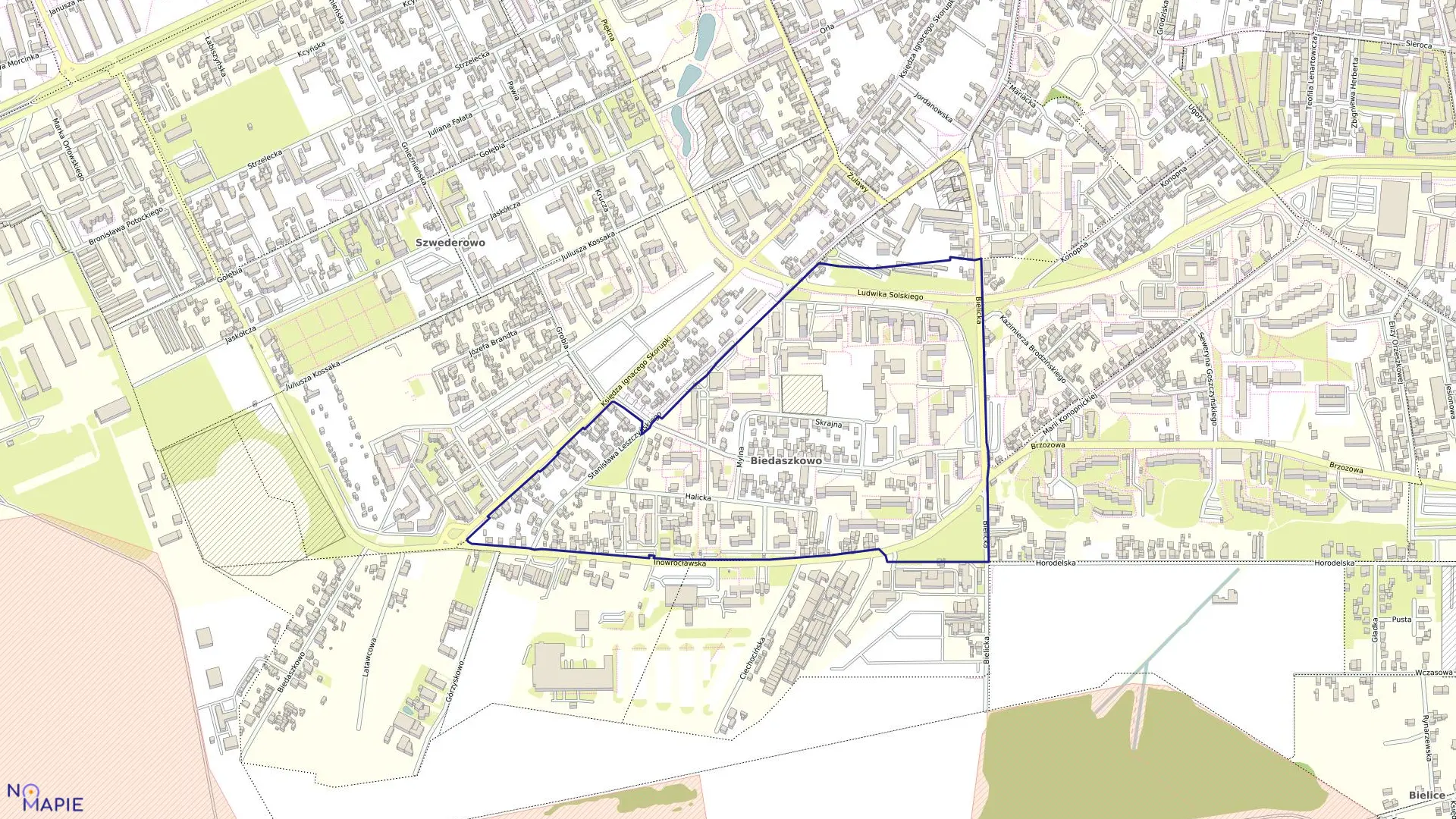 Mapa obrębu 0498 w mieście Bydgoszcz