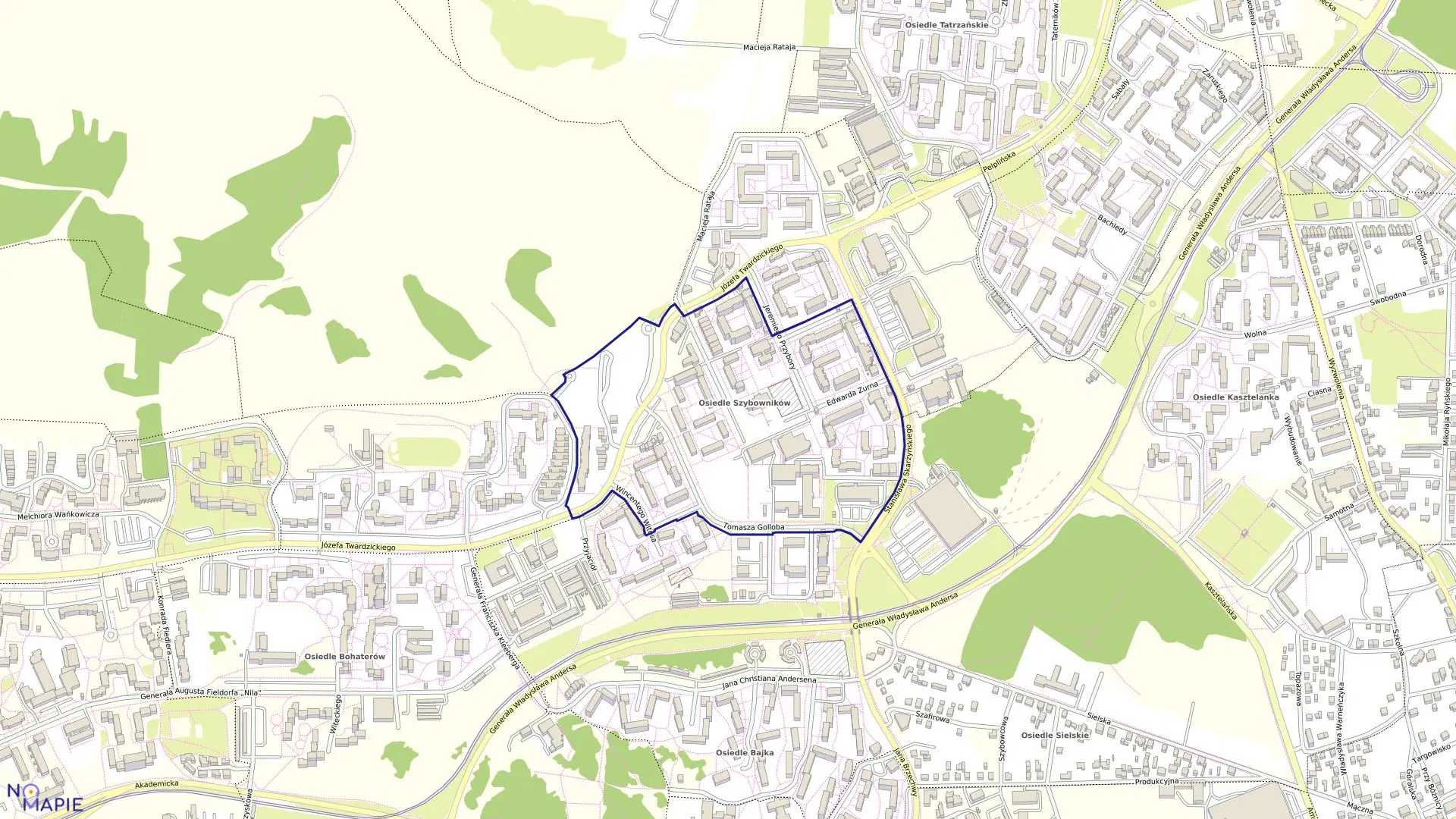 Mapa obrębu 0500 w mieście Bydgoszcz